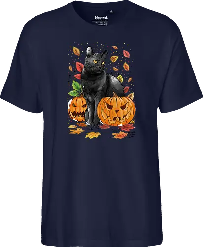 Cat Leaves and Pumpkins
