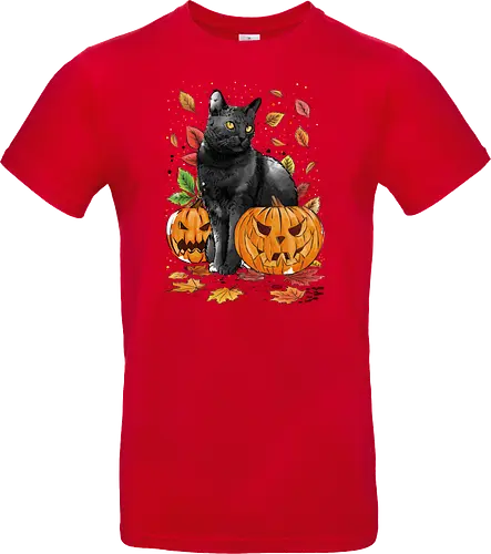 Cat Leaves and Pumpkins