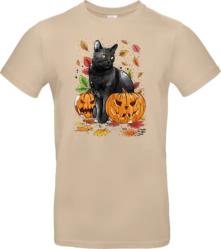 Cat Leaves and Pumpkins