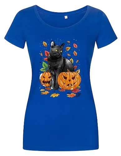 Cat Leaves and Pumpkins