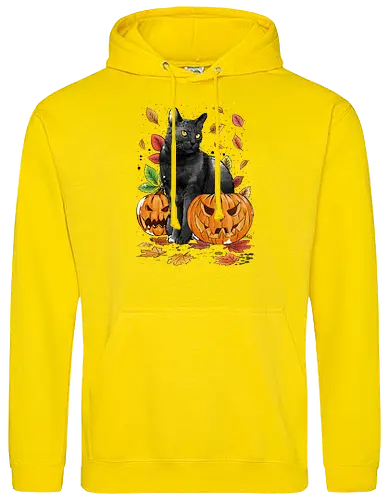 Cat Leaves and Pumpkins