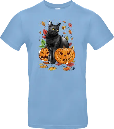 Cat Leaves and Pumpkins