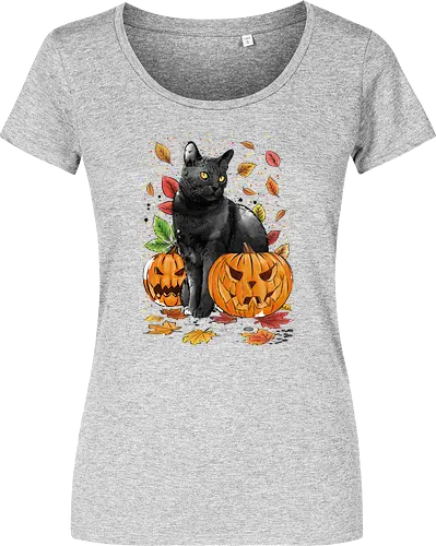 Cat Leaves and Pumpkins