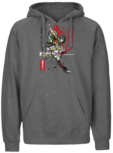 Soldier Mikasa - aot, attack, titan, anime, jäger - Fairtrade Hoodie
