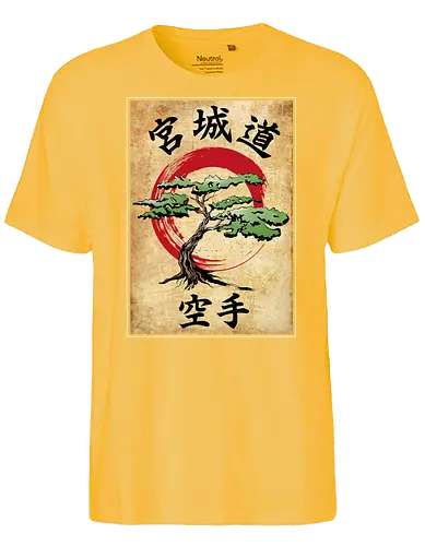 Miyagi Do Wootblock - japan, myagi, nippon, Bonsai, tree, movie, karate kid, Mr. Myagi - Fairtrade T-Shirt
