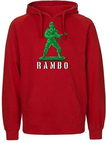 Plastic Rambo - rambo, sylvester stallone, m60, plastic soldier, fun, green berets, elite, veteran - Fairtrade Hoodie