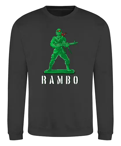 Plastic Rambo - rambo, sylvester stallone, m60, plastic soldier, fun, green berets, elite, veteran - Sweatshirt
