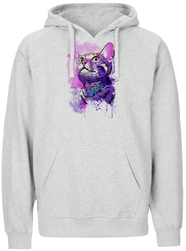 Cat Watercolor - katze, cat, neko, tiere, art, kunst - Fairtrade Hoodie