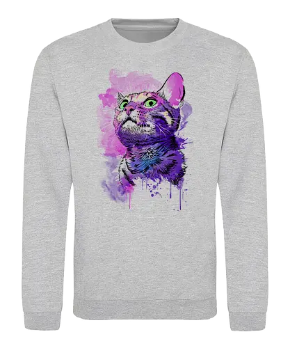 Cat Watercolor - katze, cat, neko, tiere, art, kunst - Sweatshirt