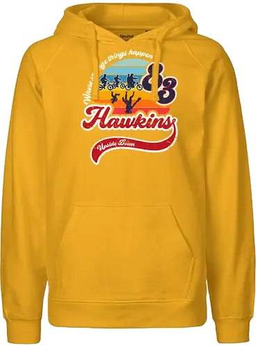Strange thing happen - tv, retro, 83, 80s, 80er, stranger, things, hawkins, Upside down - Fairtrade Hoodie