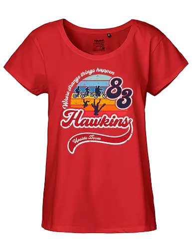 Strange thing happen - tv, retro, 83, 80s, 80er, stranger, things, hawkins, Upside down - Fairtrade Girl Shirt