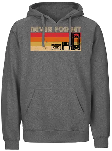 Never Forget - VHS, video, Diskette, tape, kassette, retro - Fairtrade Hoodie