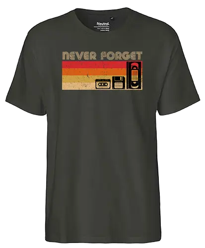 Never Forget - VHS, video, Diskette, tape, kassette, retro - Fairtrade T-Shirt