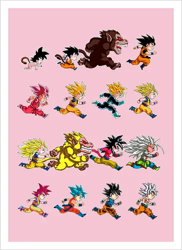 Marathon - anime, dbz, son goku, manga - Artprint