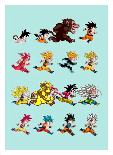 Marathon - anime, dbz, son goku, manga - Artprint