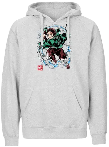 Tanjiro sumi-e - Tanjirou, demon, slayer, manga, anime - Fairtrade Hoodie