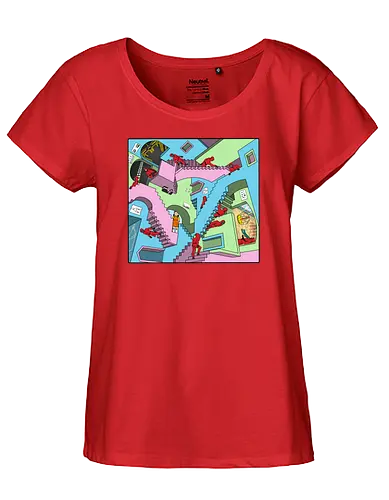 Squid Relativity Staircase - squid, game, art, Kor - Fairtrade Girl Shirt