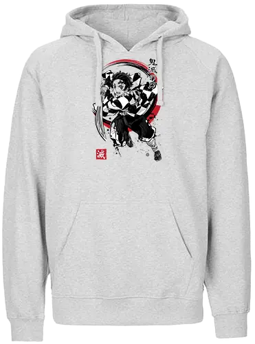 Slayer sumi-e - demon, slayer, sumi-e, Tanjirou, anime, manga - Fairtrade Hoodie