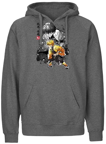 Zenitsu sumi-e - demon, slayer, Zenitsu, anime, manga - Fairtrade Hoodie