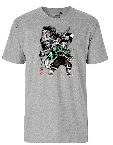 Tanjiro sumi-e - demon, slayer, Tanjirō, Tanjirou, anime, manga - Fairtrade T-Shirt