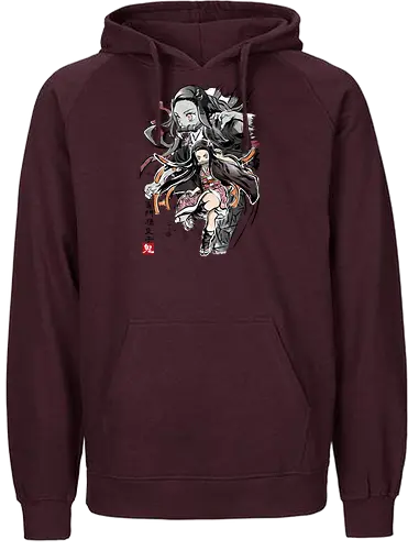 Demon Nezuko sumi-e - demon, slayer, Nezuko, anime, manga - Fairtrade Hoodie