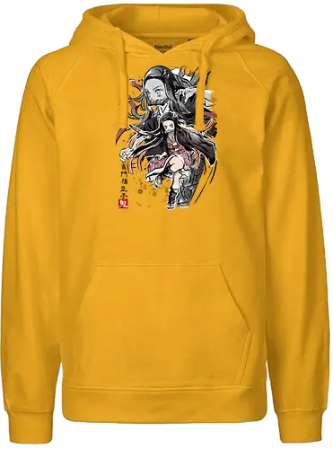 Demon Nezuko sumi-e - demon, slayer, Nezuko, anime, manga - Fairtrade Hoodie