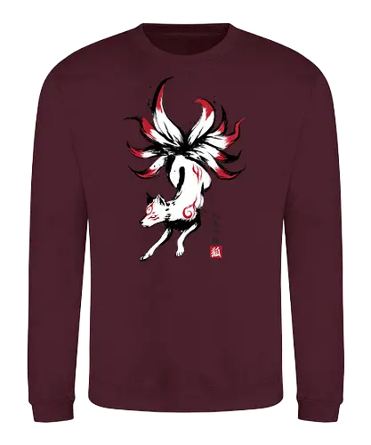 Kyubi no kitsune sumi-e - okami, kyubi, kitsune, fox, fuchs, japan - Sweatshirt