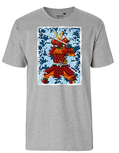 Samurai battling under the Tsunami - samurai, tsunami, japan, battle - Fairtrade T-Shirt
