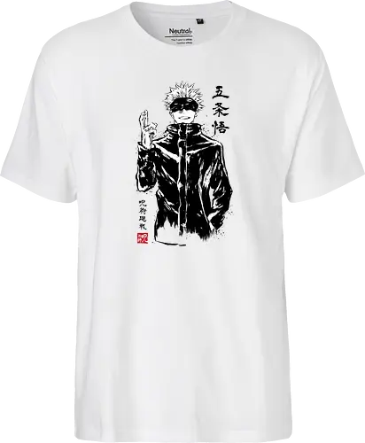 Satoru Gojo sumi-e - jujutsu, kaisen, gojo, anime, manga - Fairtrade T-Shirt