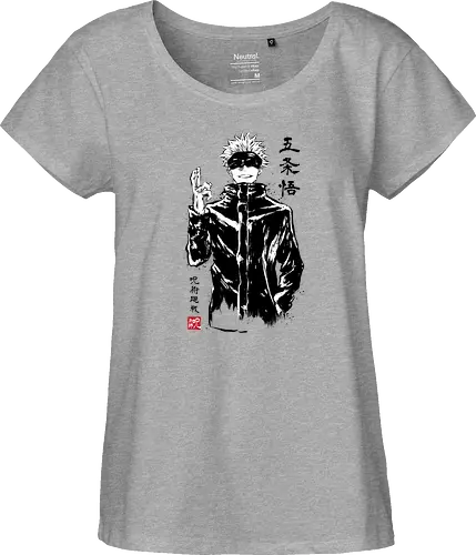 Satoru Gojo sumi-e - jujutsu, kaisen, gojo, anime, manga - Fairtrade Girl Shirt