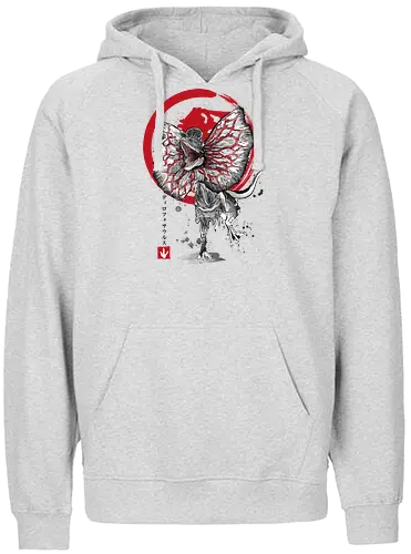 Dilophosaurus sumi e - jurassic, dinosaur - Fairtrade Hoodie
