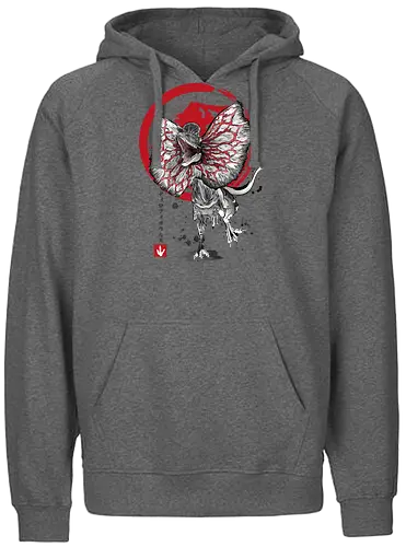 Dilophosaurus sumi e - jurassic, dinosaur - Fairtrade Hoodie