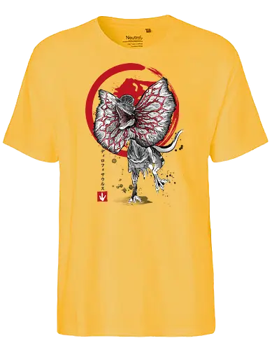 Dilophosaurus sumi e - jurassic, dinosaur - Fairtrade T-Shirt