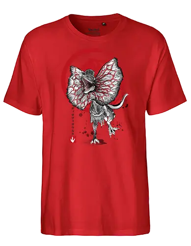 Dilophosaurus sumi e - jurassic, dinosaur - Fairtrade T-Shirt