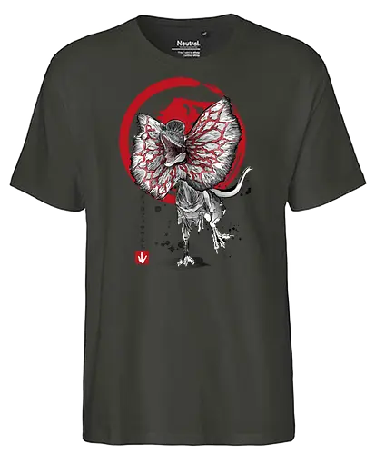 Dilophosaurus sumi e - jurassic, dinosaur - Fairtrade T-Shirt