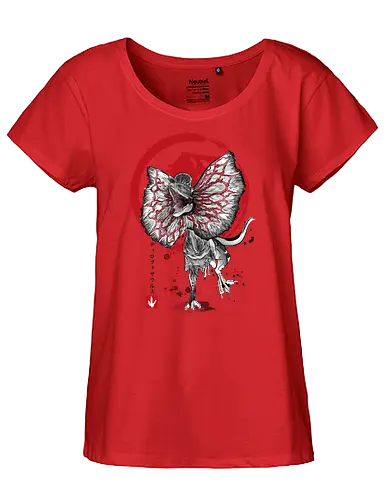 Dilophosaurus sumi e - jurassic, dinosaur - Fairtrade Girl Shirt