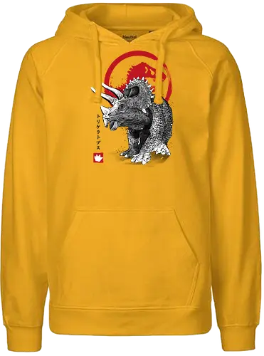 Triceratops sumi e - jurassic, dinosaur - Fairtrade Hoodie