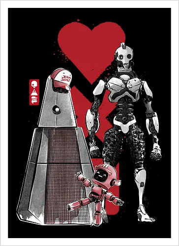 Three robots sumi e
