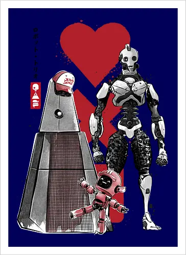Three robots sumi e