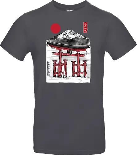 Torii of Itsukushima Shrine sumi e