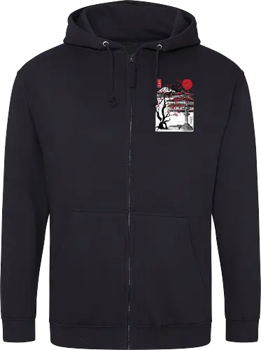 Temple of the Golden Pavilion sumi e - japan, sumi-e, shrine, temple, art - Zip Hoodie