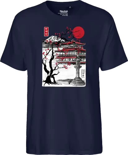 Temple of the Golden Pavilion sumi e - japan, sumi-e, shrine, temple, art - Fairtrade T-Shirt