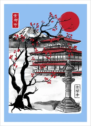 Temple of the Golden Pavilion sumi e