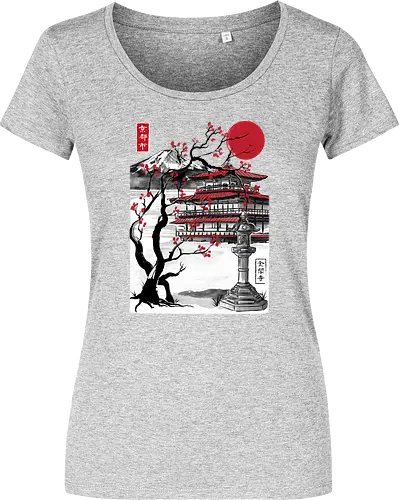 Temple of the Golden Pavilion sumi e - japan, sumi-e, shrine, temple, art - Women T-Shirt