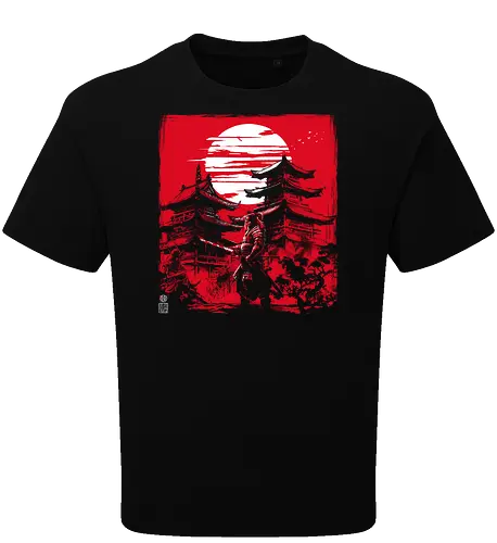 Samurai warrior in feudal Japan - japan, samurai, temple, shrine - Oversize T-Shirt