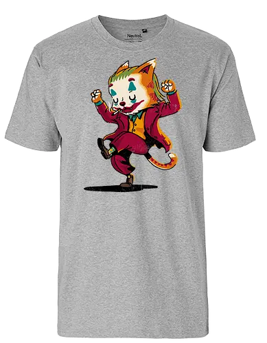Joker Cat - katze, clown, Serious, dancing, comic, antagonist - Fairtrade T-Shirt