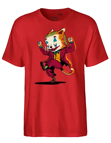 Joker Cat - katze, clown, Serious, dancing, comic, antagonist - Fairtrade T-Shirt