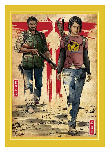Joel and Ellie woodblock