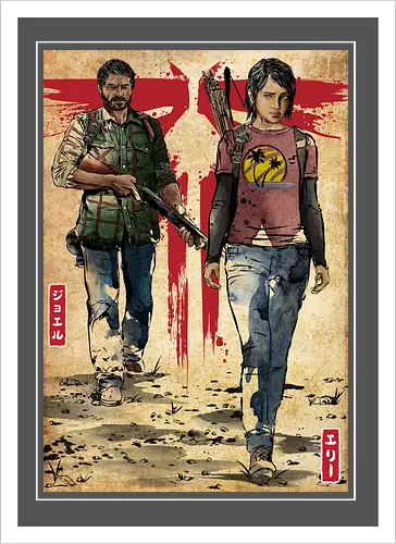 Joel and Ellie woodblock