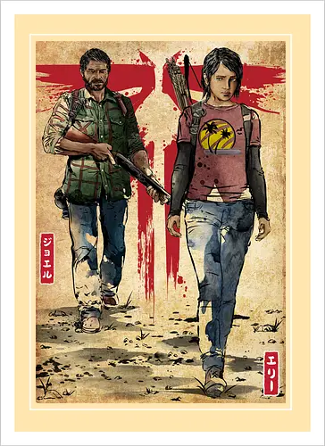 Joel and Ellie woodblock